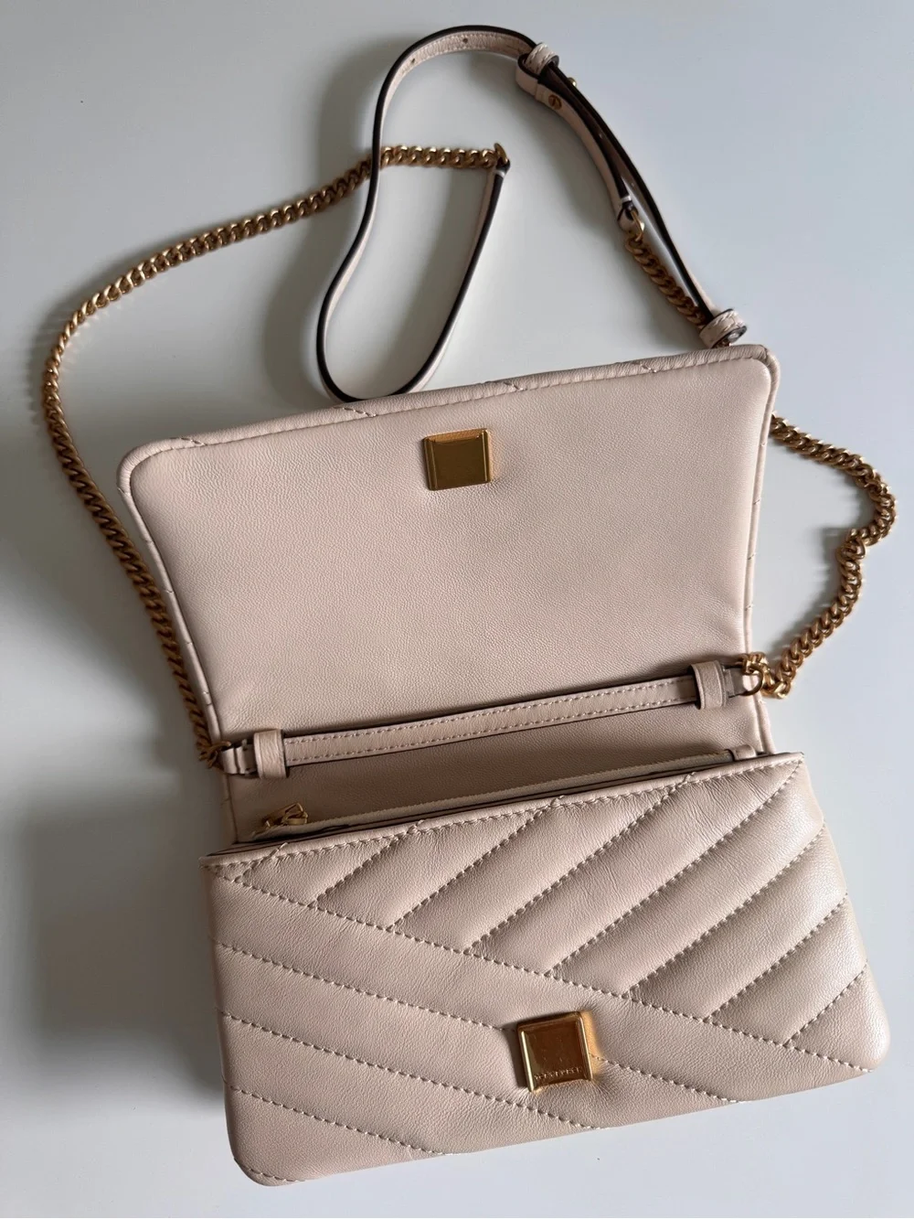 Tory Burch Kira Quilted Leather crossbody Cream